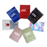 Sacs en plastique Mylar à fermeture éclair refermable, anti-odeur, mats et brillants, pour emballage alimentaire, impression numérique personnalisée, pochettes plates en aluminium