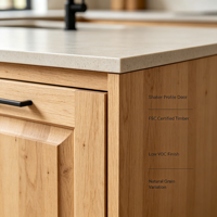Armoires de cuisine minimalistes de luxe XINGRUO - Meubles de cuisine sur mesure de style australien avec îlot cascade et étagères ouvertes