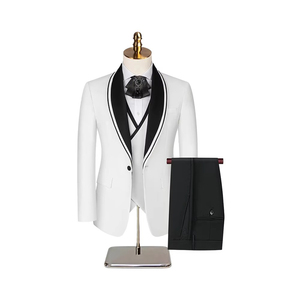 Costumes d'affaires trois pièces à simple boutonnage <span class=keywords><strong>pour</strong></span> hommes Viscose/Polyester anti-rétrécissement formel coupe ajustée gilet pantalon cérémonies de marié 2025 - Product Image 4