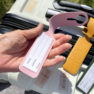 Etichetta per bagaglio tecnologico in pelle lunga con etichetta per bagaglio resistente con Display unico con nome lungo - Product Image 1