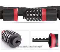 Cadenas de sécurité portable anti-coupure en tissu, réglable et réinitialisable, pour vélo, trottinette, portail de jardin, avec chaîne et mot de passe