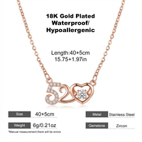 Collier en acier inoxydable plaqué or 18 carats, pendentif cœur romantique 520, zircone dansante incrustée, collier à chaîne fine