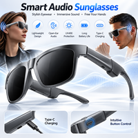 Lunettes de soleil intelligentes pour sport en extérieur, 5.4, 37g, avec coussinet nasal en silicone, 130mAh, 4-5H d'autonomie musicale et appels, UV400, Type-C, 50H en veille