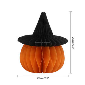 Ensemble <span class=keywords><strong>de</strong></span> décorations d'Halloween en papier nid d'abeille 3D, ornements en papier citrouille, <span class=keywords><strong>pierre</strong></span> <span class=keywords><strong>tombale</strong></span>, bougie, en vrac, écologiques, réutilisables, pour intérieur/extérieur - Product Image 4