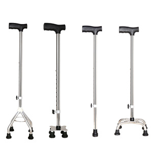 Bâton de marche à quatre pieds en acier inoxydable, réglable en hauteur, antidérapant, aide à la marche pour personnes âgées - Product Image 5