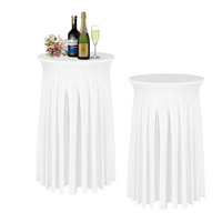 Housses de table rondes en spandex avec jupe, nappes extensibles carrées pour tables hautes de bar et de fête