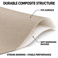Cuir synthétique PVC beige foncé taupe, support non tissé, imperméable, gaufré, simili cuir pour l'intérieur de voiture et les meubles