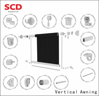 Auvent de terrasse électrique à bras articulés en aluminium, cassette complète, rétractable, pour jardin