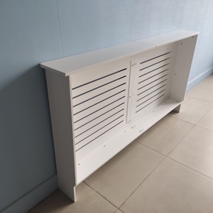 Cubiertas Blancas Grandes para Radiadores Altos, Modernas, con Listones Horizontales, Estante de MDF Grueso para Dormitorio, Pasillo, Hogar - Product Image 2