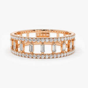 Anello di Diamanti F441 in Oro Massiccio 18K, Taglio Baguette, Colore G Naturale, Anello di Fidanzamento Classico da Donna - Product Image 4