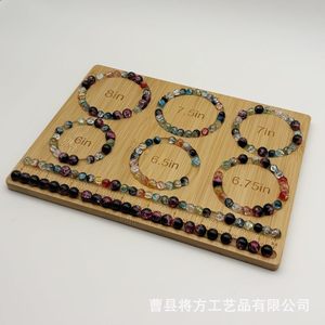 Bandeja de exhibición de joyas de bambú con cuentas, tamaño 6.5in, 7in, 7.5in, 6.75in, con regla para diseño de pulseras, suministros de manualidades DIY - Product Image 5