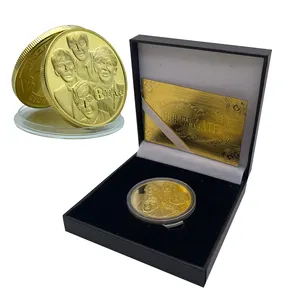 Moneda de Rock and Roll de metal, moneda chapada en oro, moneda conmemorativa
