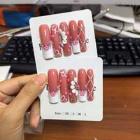 Kuku Palsu Warna-Warni Menawan Buatan Tangan dari ABS, 10 Pcs Kuku Tempel untuk Jari, Full Cover dengan Lem, Desain Unik
