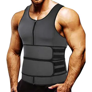 Men Sauna Vest Body Shaper Waist Trainer with Zipper Back Support Hot Belly Ab Chest Fat Burn Tank Top Workout Gym Faja