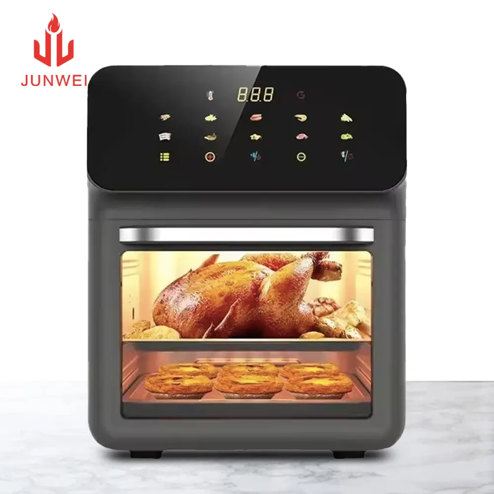 Friggitrice automatica Junwei 10l airfyer oem senza olio personalizzato a buon mercato prezzo all'ingrosso rotante forno elettrico friggitrice ad aria