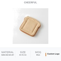 Trousse à crayons en sergé de coton doux en forme de toast, pochette plate matelassée mignonne avec fermeture éclair, papeterie Kawaii en forme de pain, cadeau personnalisé avec logo
