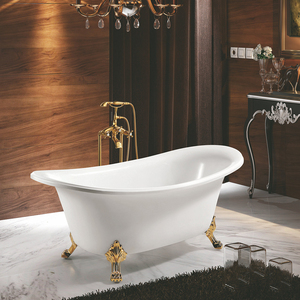 Baignoire autoportante en acrylique de style jupe, pour intérieur, avec fonctions de trempage confortables et accessoires - Product Image 1
