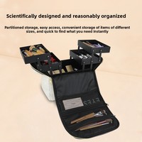 Trousse de Maquillage Haut de Gamme en PU avec Fermeture Éclair, Organisateur Professionnel de Cosmétiques, Outil Multifonctionnel pour Cils et Ongles, Idéal pour Salons de Beauté