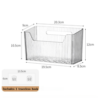 Organisateur adhésif pour porte d'armoire, lot de 2, panier de douche mural transparent, 2 sangles adhésives, fixation murale sans perçage, idéal pour les locataires