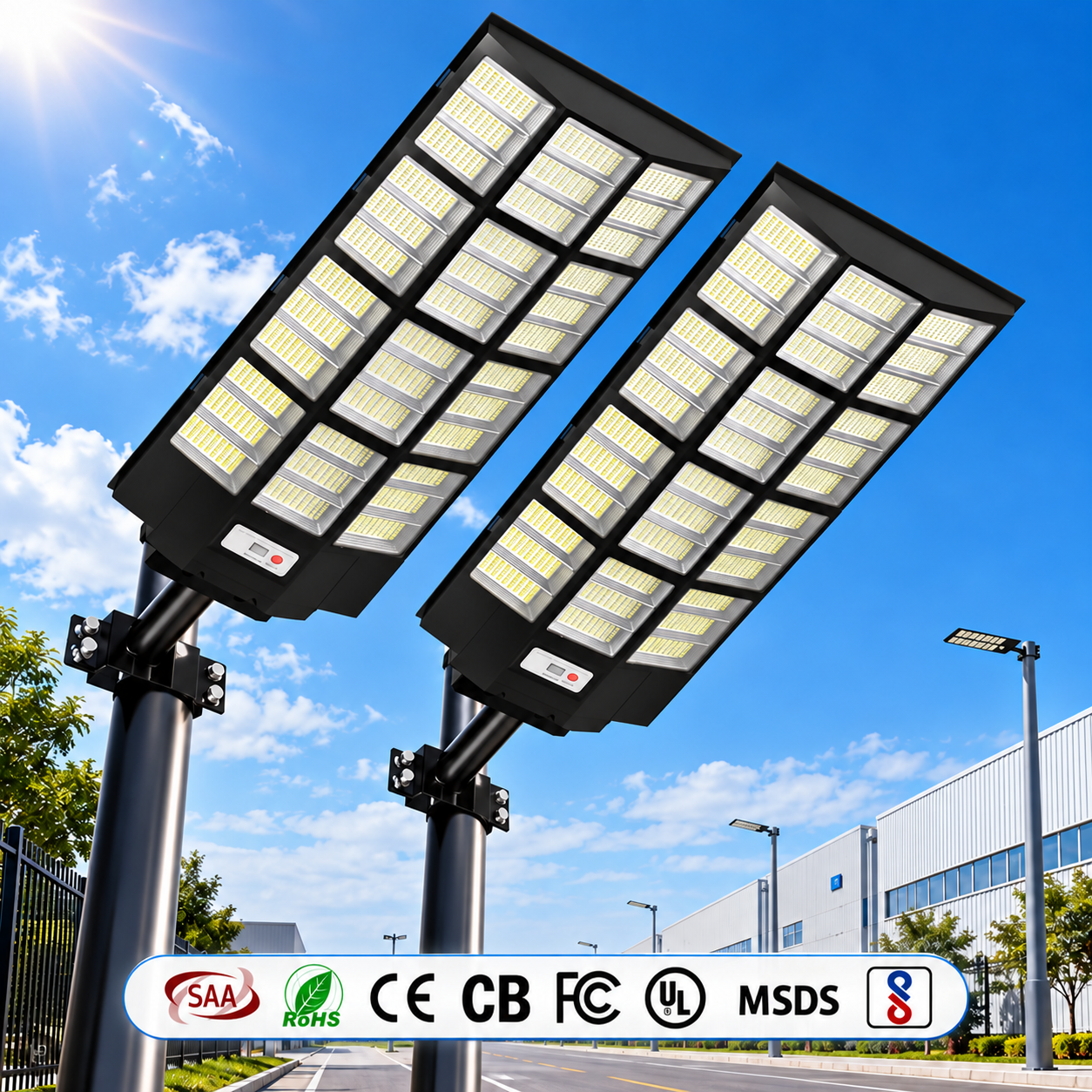 High Brightness 10000W ABS IP65 Solar Lights Outdoor Waterproof Dusk to Dawn LED Security Flood Light Road Solar Street Lamp · image 1
