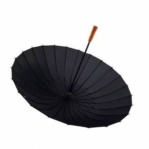 Parapluie coupe-vent au design original, 24 baleines, manuel, en pongee renforcé, avec poignée en bois, idéal pour les cadeaux d'affaires - Product Image 1