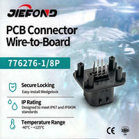 Connecteur mâle scellable Jiefond 8 broches pour montage sur circuit imprimé, bornes en nylon pour l'automobile, indice de protection IP67, contacts en cuivre étamé, 12V 12A
