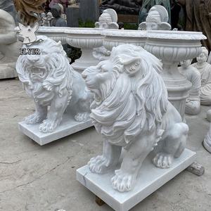 Statues de lion grandeur <span class=keywords><strong>nature</strong></span> de style occidental pour le <span class=keywords><strong>jardin</strong></span> Décoration extérieure Pierre naturelle Marbre Sculpture de lions - Product Image 2