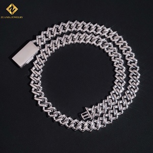 Gold Plated Moissanite Tennis Necklace 925 Sterling Silver Cuban Chain Hip Hop Style VVS Moissanite for Men Women - Product Image 2