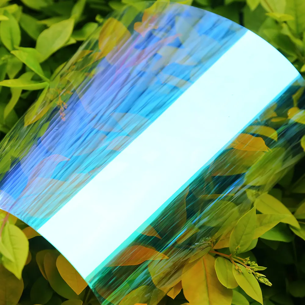 Custom Colorful Blue ridescent Holographic Window Film high Glossy Rainbow glass film