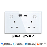 Enchufe de Pared Inteligente Tuya Zigbee de 16A con Panel de Vidrio, 6 Orificios, Doble USB+C, Medición de Energía, PD20W, Enchufe de Pared con WiFi para Reino Unido 147