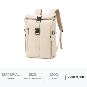 Mochila Enrollable de Lona de 12 oz con Correa de Hebilla, Bolsillo Frontal con Cierre, Logotipo Personalizado Serigrafiado, Regalo Corporativo - Product Image 6
