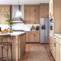 Set Kabinet Dapur Modular Modern Slim Shaker Berbahan Kayu Solid White Oak Mewah dengan Penyimpanan
