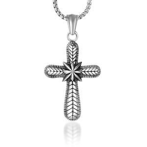 European American Style <b>Titanium</b> Steel Cross Necklace For Men Geometric Pendant Sweater <b>Chain</b> SP731 - Product Image 1