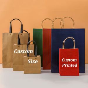 RTS OEM Custom Printed Biodegradable Kraft Paper <b>Bags</b> for Restaurant Takeout Fast Food Packaging Hand Length Handle Chips) - Product Image 1