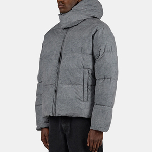 GLOWING NEON INDUSTRY Men's Trendy Streetwear Hooded Puffer Jacket Winter Casual Standard Thickness Polyester Windproof - Product Image 4