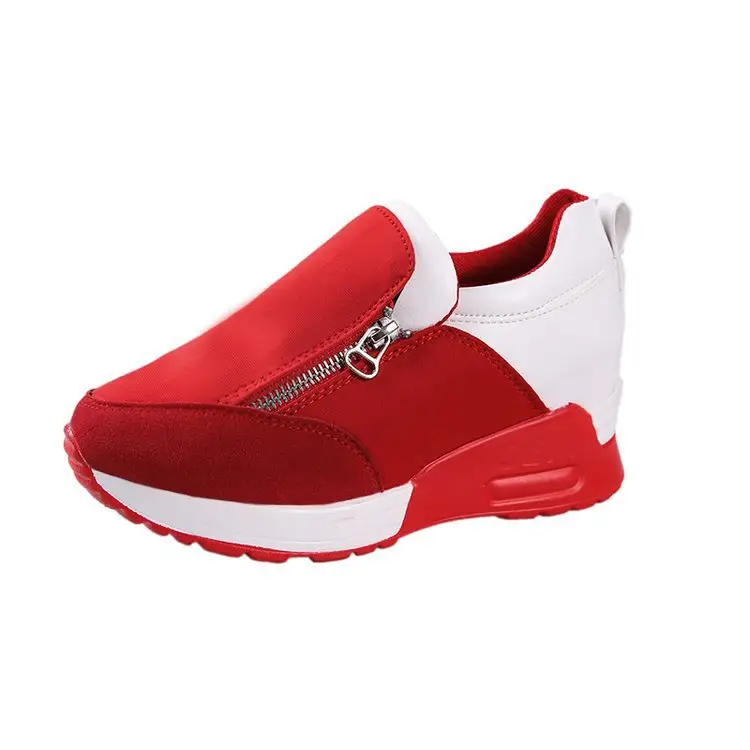 Fashion flat casual red slip-on canvas trendy casual shoes thick sole sneakers for women and ladies