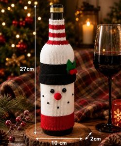 Decoración Navideña, Fundas para Botellas de Vino con Diseño de Papá Noel y Muñeco de Nieve - Product Image 2