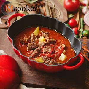 Casserole en fonte classique boucle en forme de <span class=keywords><strong>tomate</strong></span> poignées couvercle en métal enduit d'émail pour la cuisine de ragoût de poitrine de <span class=keywords><strong>boeuf</strong></span> - Product Image 6