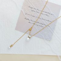 Collier pendentif classique en acier inoxydable avec perle pour femme
