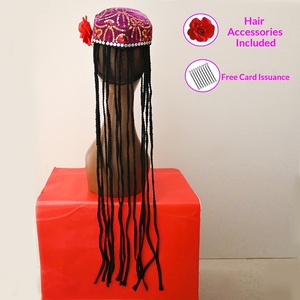 Cappello da ballo etnico <span class=keywords><strong>a</strong></span> sei punte con trecce, stile cielo stellato, senza visiera, unisex, ispirato agli Uyghur del Xinjiang - Product Image 2