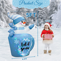 Ourwarm Décoration de Noël Gonflable Bonhomme de Neige Bleu 5FT