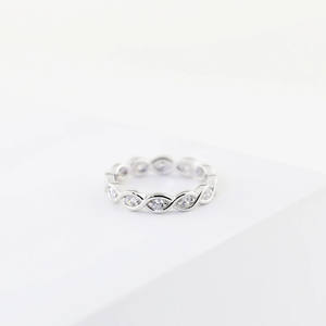 Marquise bande demi-éternité bague en diamant en argent Sterling mariage fiançailles cadeau de mariée laboratoire créé diamants pour les mariages - Product Image 3