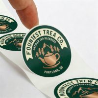 Étiquette autocollante imperméable avec logo personnalisé, adaptée aux cafés, boulangeries et fleuristes