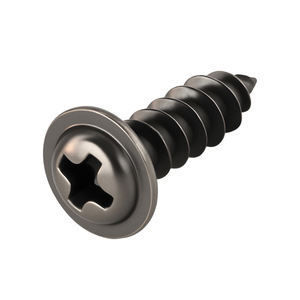 Tornillos Autorroscantes de Cabeza Plana M3 M4 M5 de Acero al Carbono Clase 8.8 con Recubrimiento de Níquel Negro, Métricos con Arandela - Product Image 2