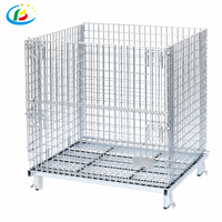 Conteneur de stockage robuste verrouillable, capacité 1500 kg, acier doux Q235, OEM, revêtement poudré, cage en treillis métallique détachable et pliable