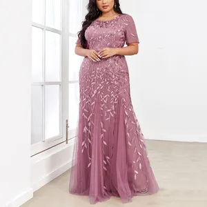 Plus Size Luxus Frauen Kleider Abendkleider Formelle Hochzeit Braut Mutter Party Urlaubs kleid Maxi Pailletten Abendkleid