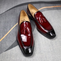 Mocassins de luxe pour hommes à pampilles en cuir verni brillant, chaussures à enfiler rouge bordeaux, pour occasions formelles, affaires, mariage, design OEM/ODM