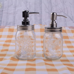 Bottiglie di shampoo e balsamo di <span class=keywords><strong>vetro</strong></span> Mason jar dispenser di <span class=keywords><strong>sapone</strong></span> 500ml di lusso trasparente bocca larga coperchio e pompa - Product Image 2