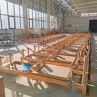 Mesin Pilates Reformer OEM Tugas Berat Komersial MOQ Rendah, Tahan Lama, Dapat Disesuaikan, Kayu Oak, Dapat Dilipat, Peralatan Latihan Kebugaran Yoga Rumahan