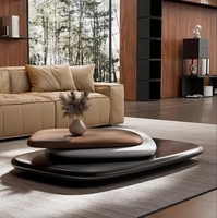 Table Basse Rotative de Designer Italien, Création Flottante, Grande, Haut de Gamme en Bois pour la Maison